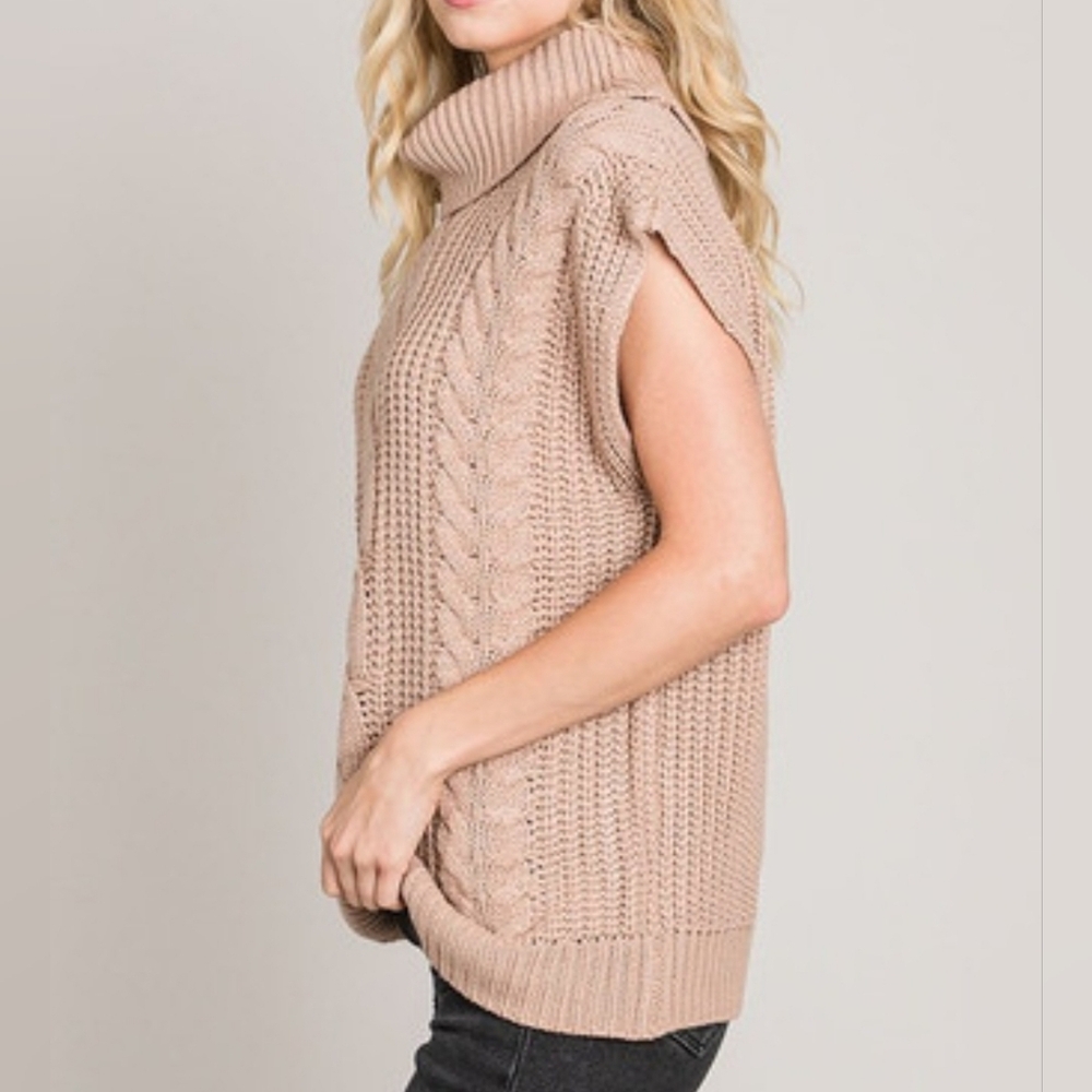 Paper Denim & Cloth Taupe Cowl Neck Sweater Vest